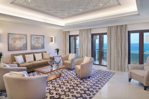 Presidential Suite, 2 Bedrooms, Sea View (Balcony) | Living room | 55-inch LCD TV with cable channels