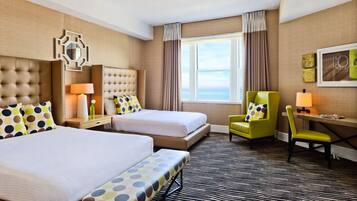 Premium bedding, down comforters, in-room safe, desk