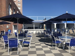 Seasonal outdoor pool, open 9:00 AM to 9:00 PM, cabanas (surcharge)