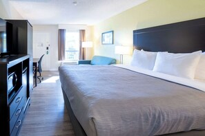 Room, 1 King Bed, Non Smoking | Desk, laptop workspace, blackout drapes, iron/ironing board