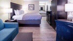 Room, 1 King Bed, Non Smoking | Desk, laptop workspace, blackout drapes, iron/ironing board