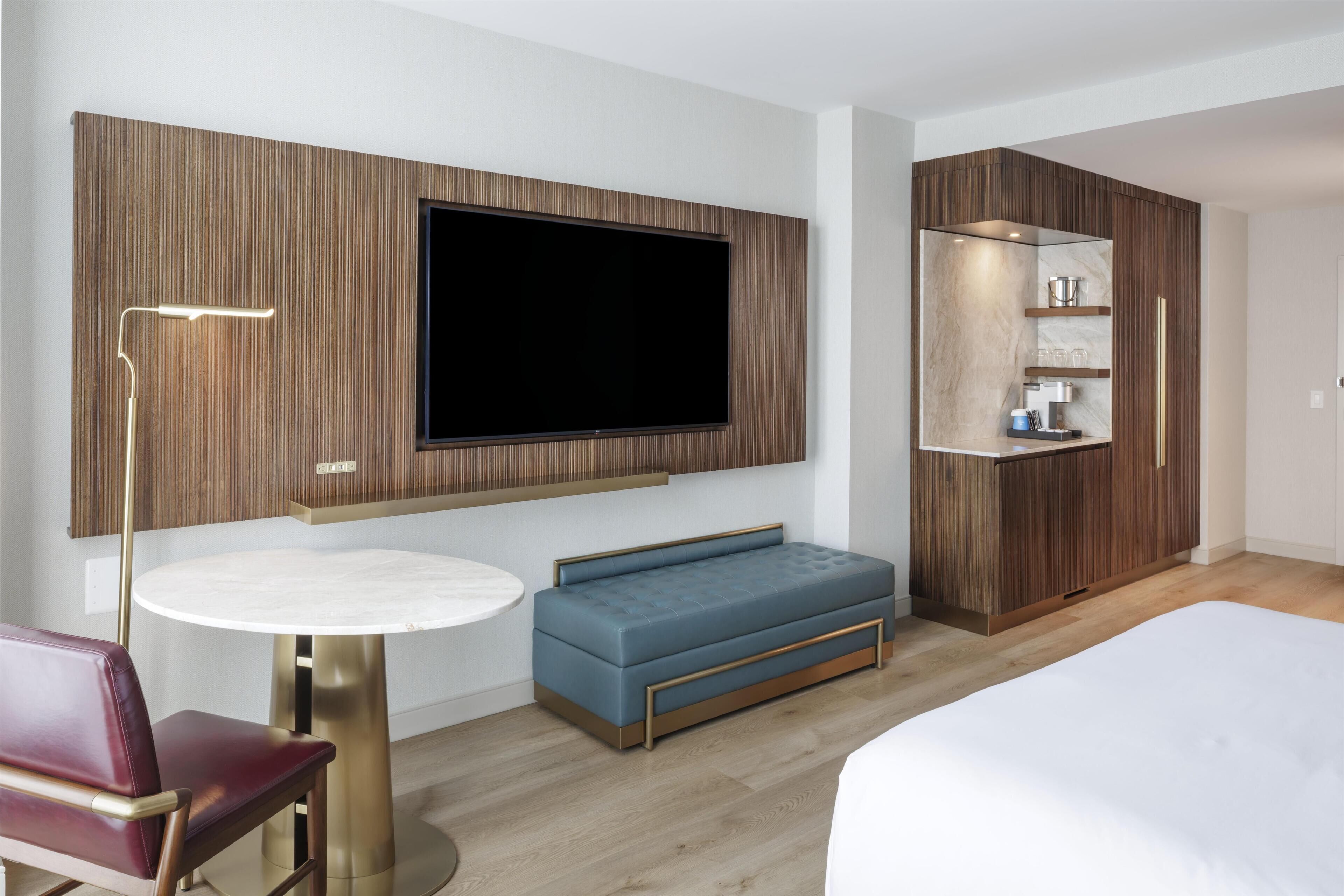 65-inch flat-screen TV with cable channels, TV, Netflix