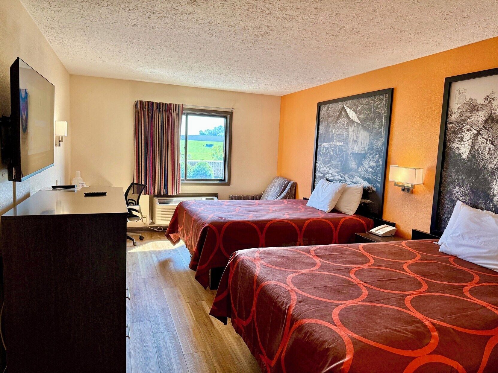 Desk, blackout curtains, iron/ironing board, free WiFi