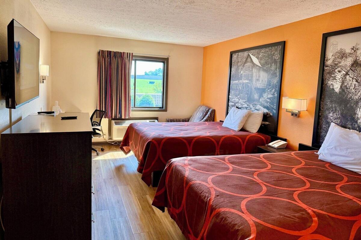 Desk, blackout drapes, iron/ironing board (on request), WiFi (free)