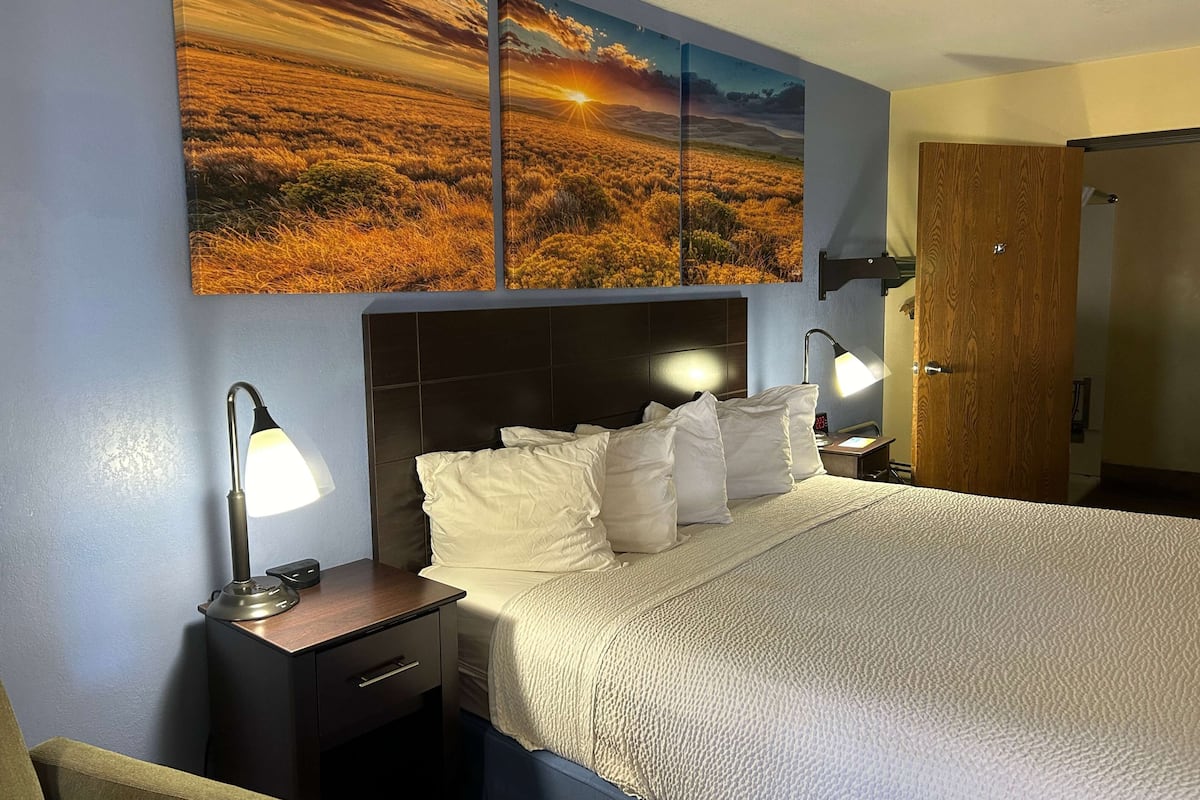 1 bedroom, pillowtop beds, desk, blackout drapes