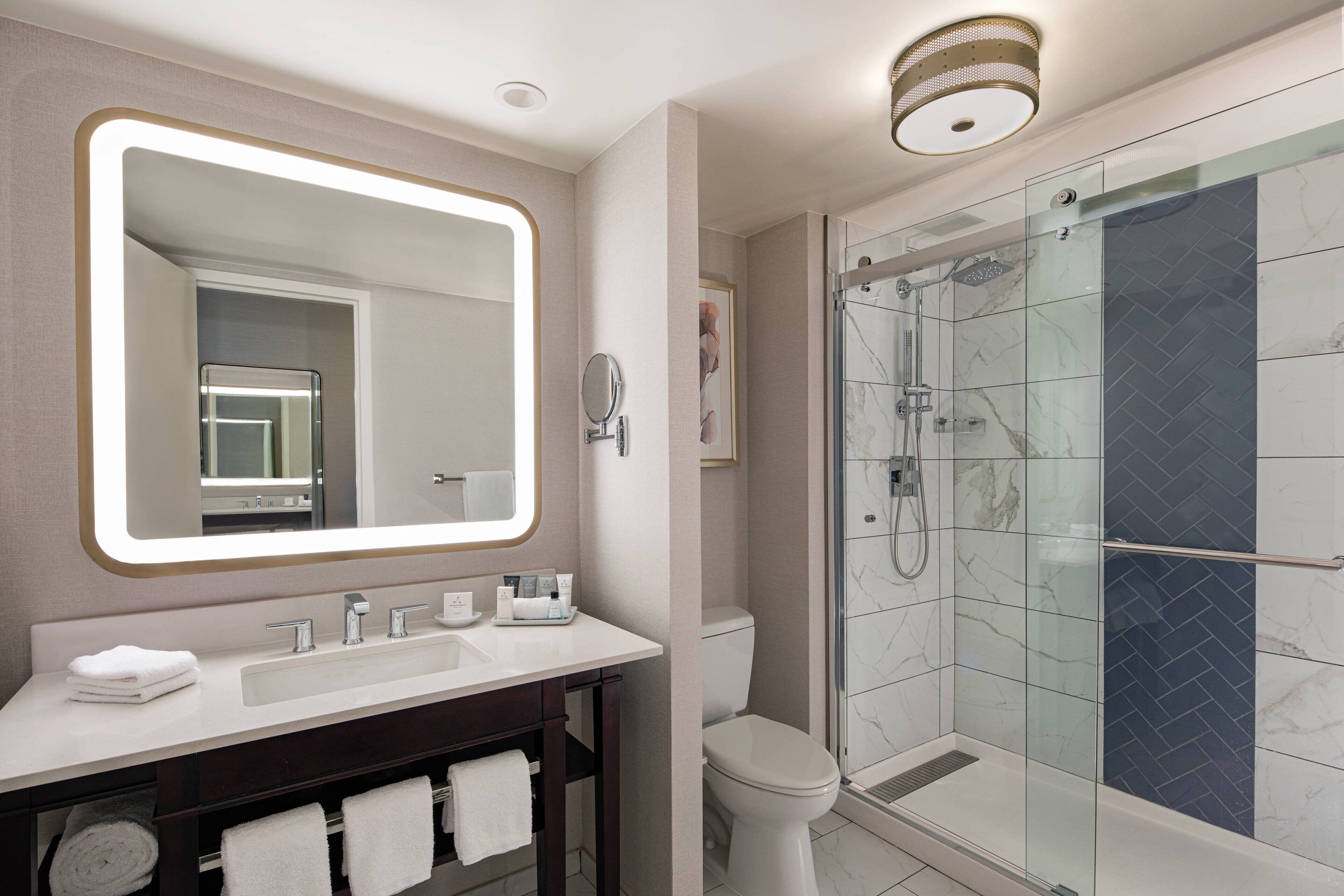 spring water bathtub, free toiletries, hair dryer, bathrobes