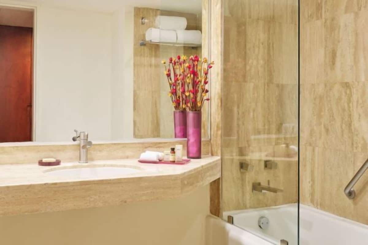Tina con regadera, amenidades de baño gratuitas, secadora de cabello