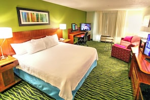 Room, 1 King Bed with Sofa bed | Desk, blackout curtains, iron/ironing board, free WiFi