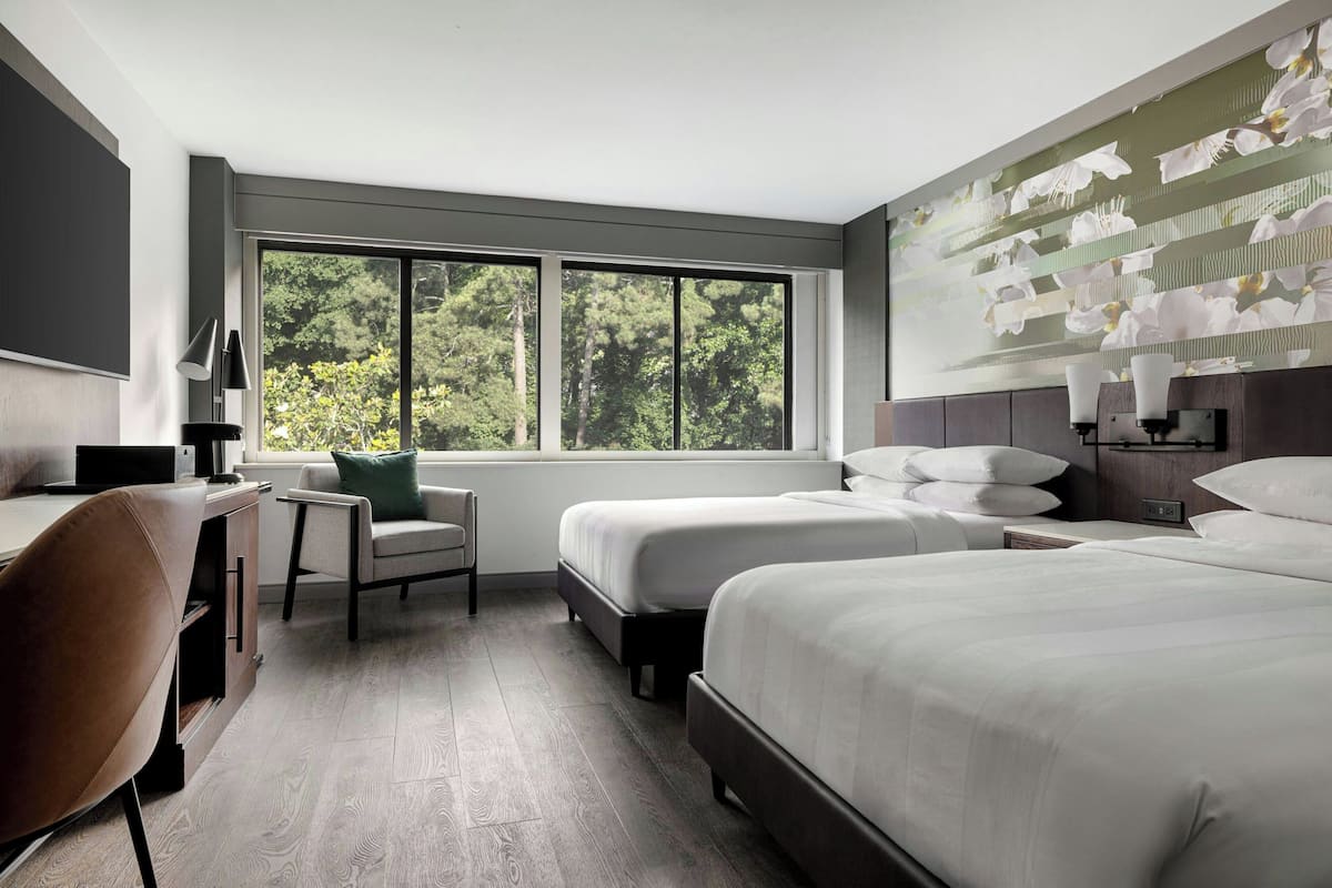 Club Room, 2 Double Beds | In-room safe, desk, laptop workspace, blackout drapes