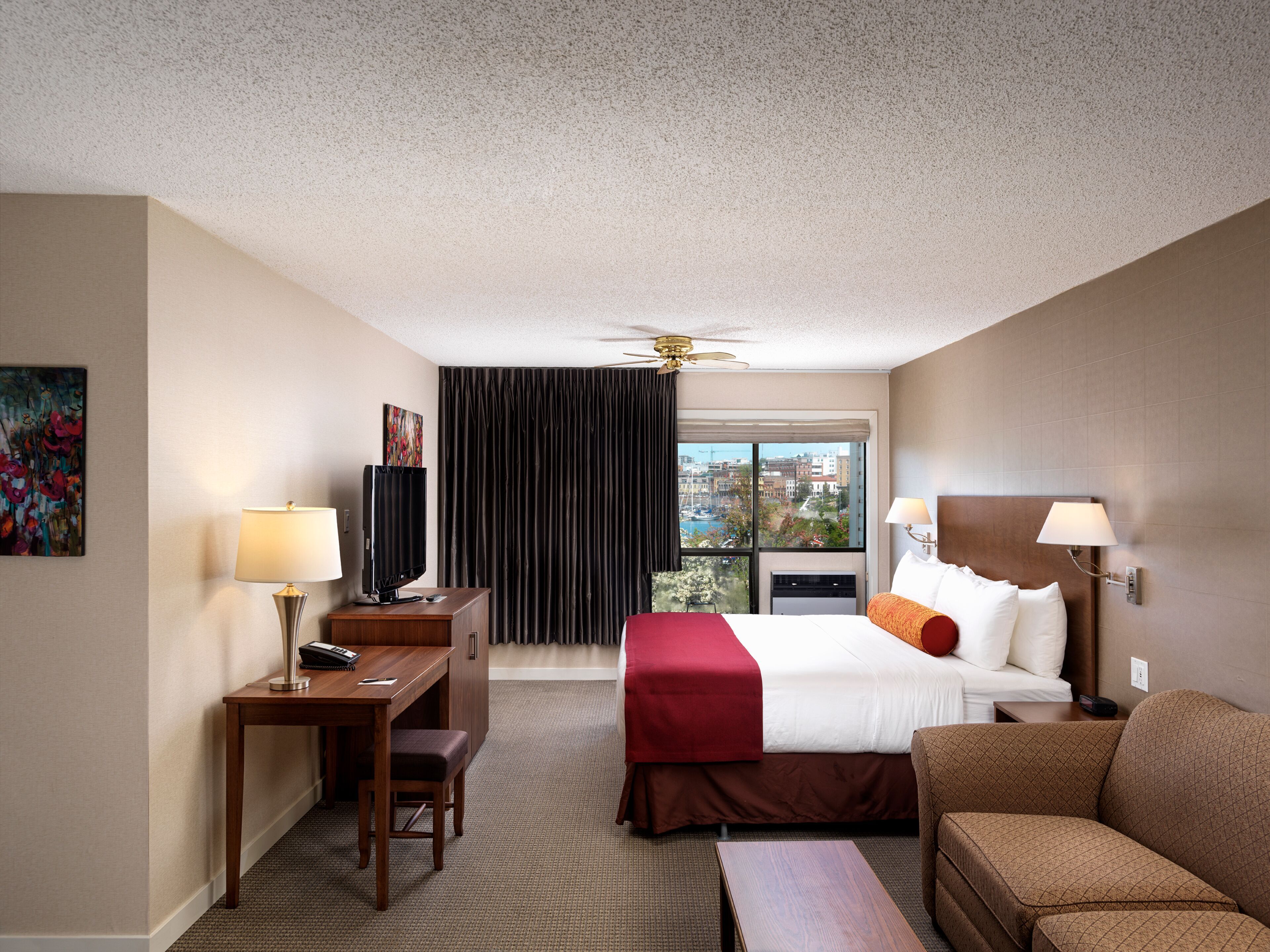 In-room safe, desk, laptop workspace, blackout drapes