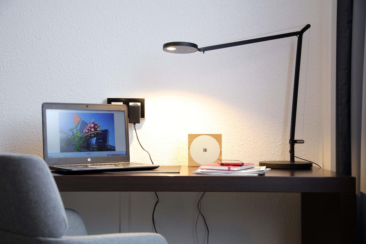 In-room safe, desk, laptop workspace, blackout curtains