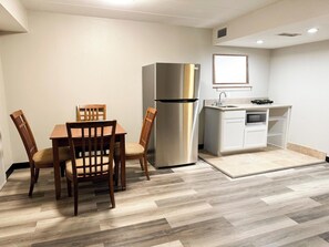 Mini-fridge, microwave, coffee/tea maker