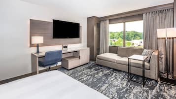 Premium bedding, desk, blackout drapes, iron/ironing board