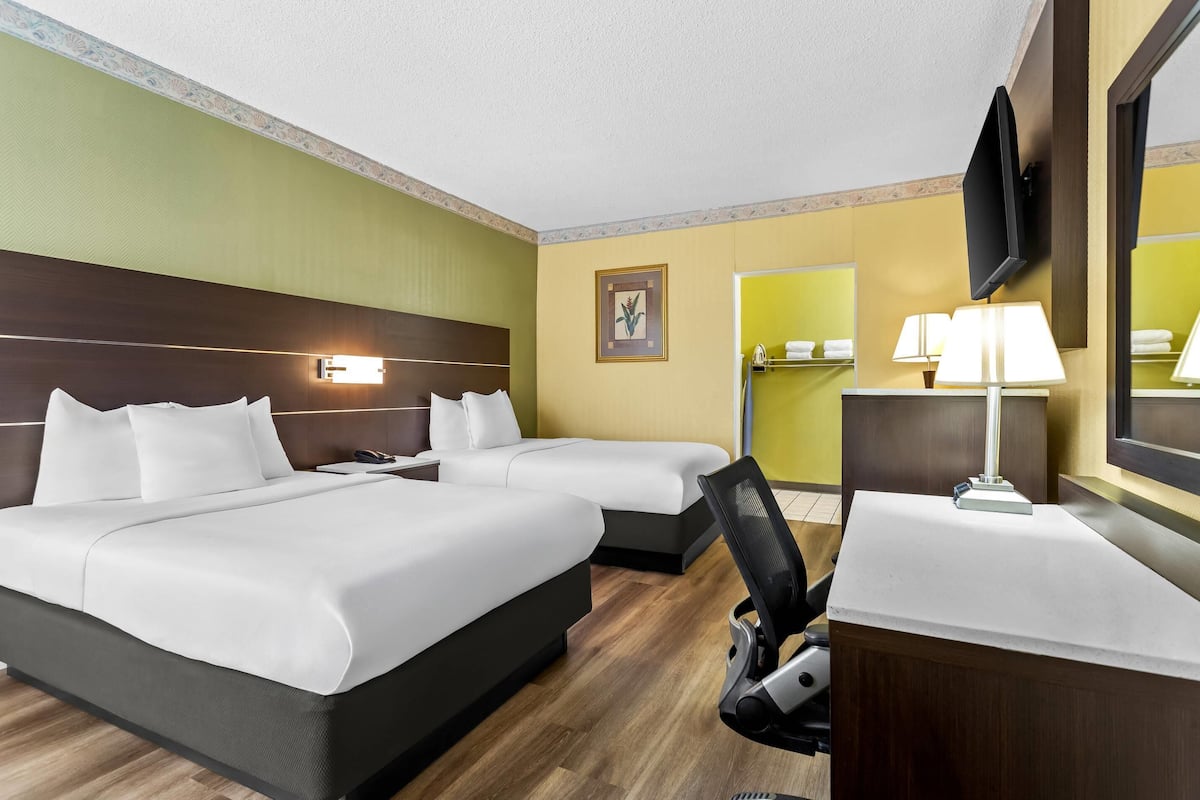 Room, 2 Double Beds, Accessible, Non Smoking | In-room safe, desk, iron/ironing board, rollaway beds