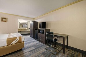 Individually furnished, desk, laptop workspace, blackout curtains