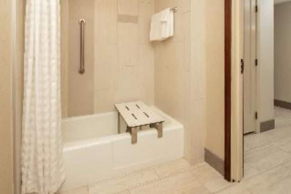 Bathroom | Combined shower/tub, free toiletries, hair dryer, towels