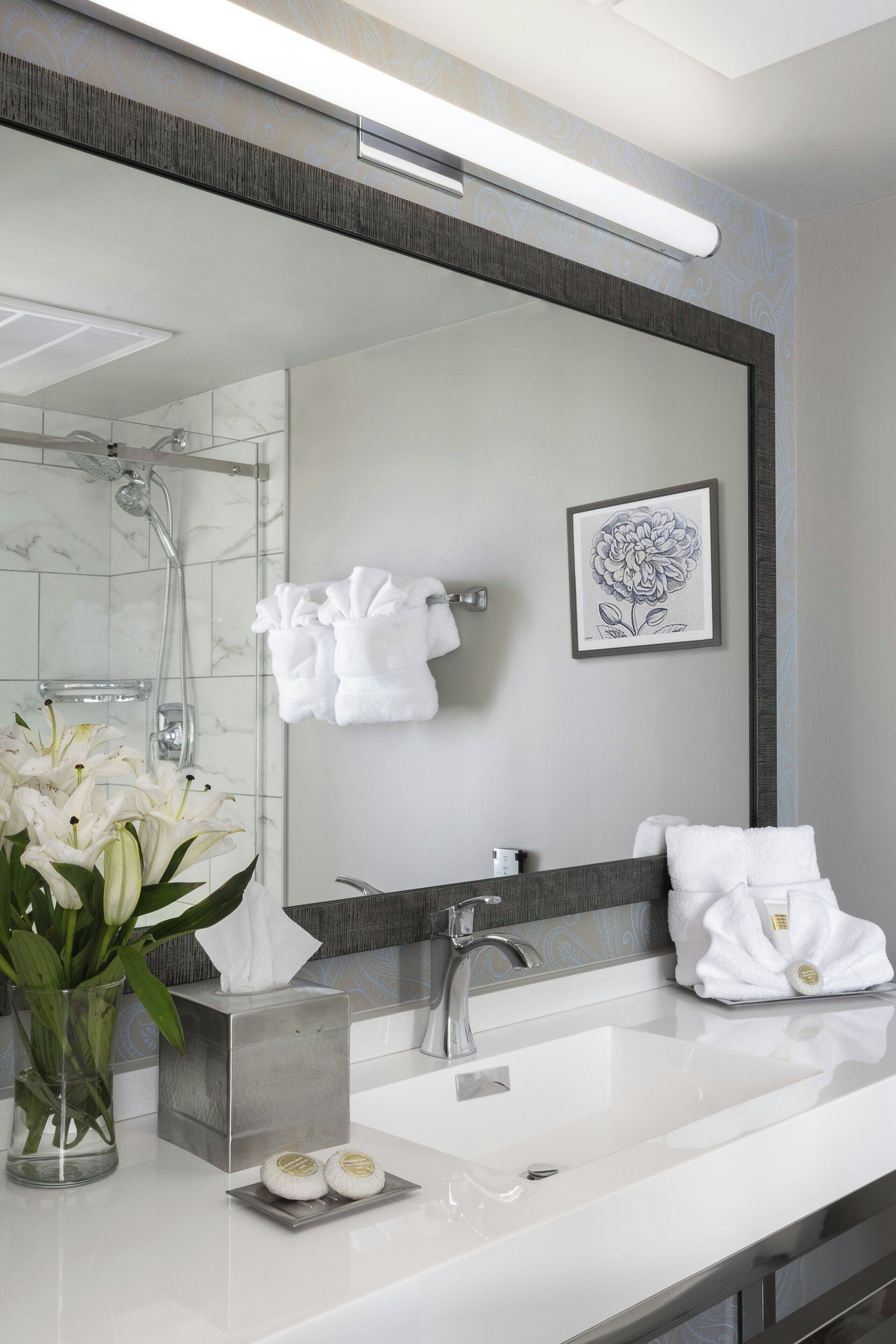 shower, designer toiletries, hair dryer, dressing gowns