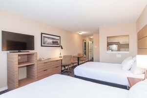 Standard Room, 2 Double Beds, Kitchen | In-room safe, desk, laptop workspace, iron/ironing board