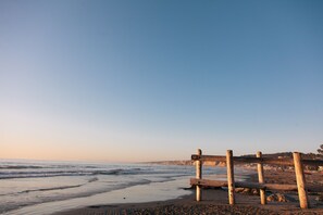 Private beach, sun loungers, beach umbrellas, beach towels