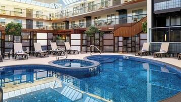 2 indoor pools, pool loungers