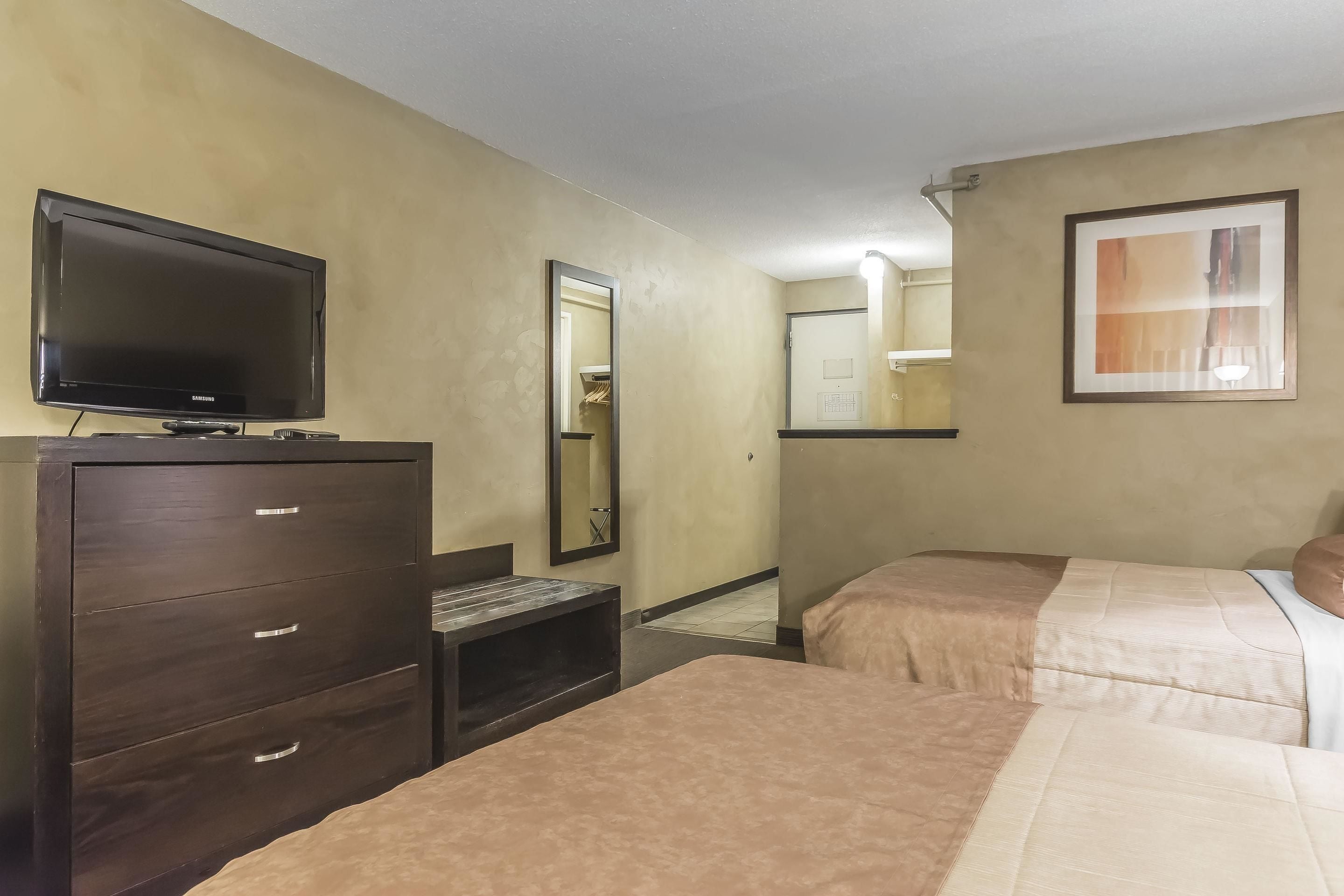 standard double room, 2 double beds, non smoking | desk, iron/ironing board, free cots/infant beds, free rollaway beds