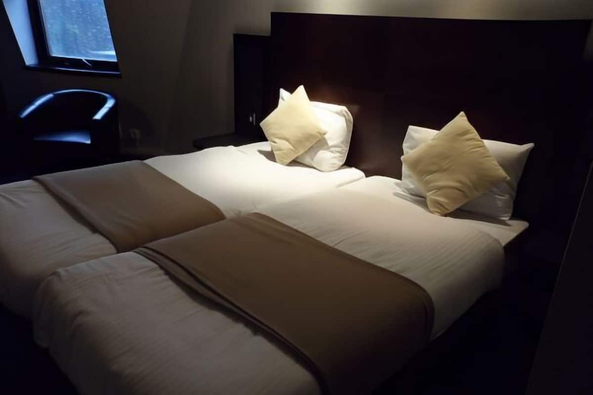 Escritorio, tabla de planchar con plancha, wifi y ropa de cama