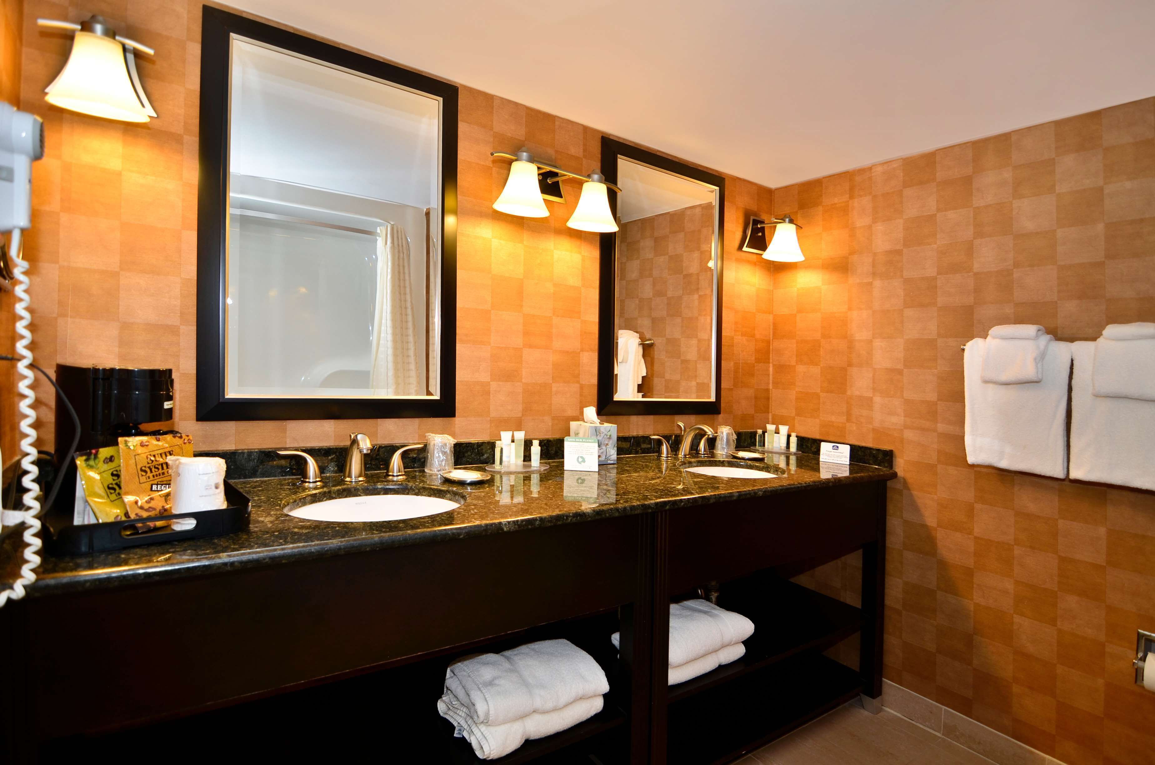 business suite, 1 king bed, non smoking, microwave | bathroom | combined shower/bathtub, eco-friendly toiletries, hair dryer, towels
