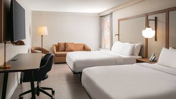 1 bedroom, desk, blackout drapes, iron/ironing board