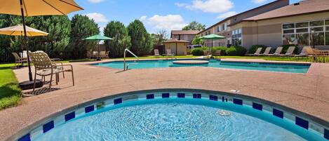 Indoor pool, 2 outdoor pools, open 8:00 AM to 8:00 PM, sun loungers