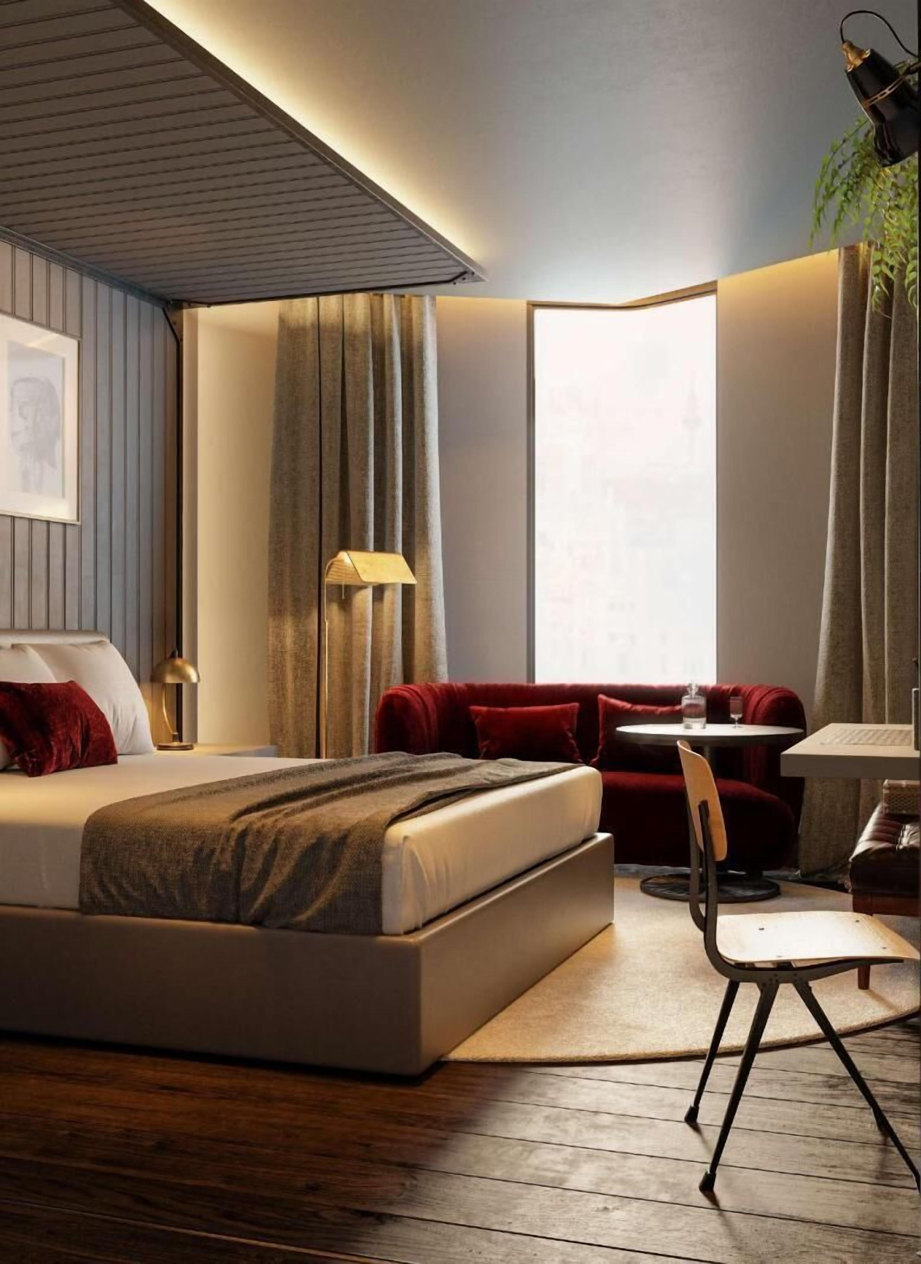 Een minibar, een kluis op de kamer, een bureau