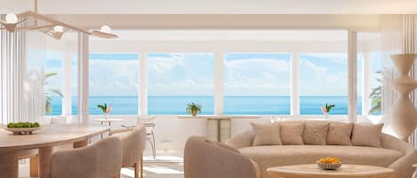 Ocean View Penthouse | Premium bedding, down comforters, minibar, in-room safe