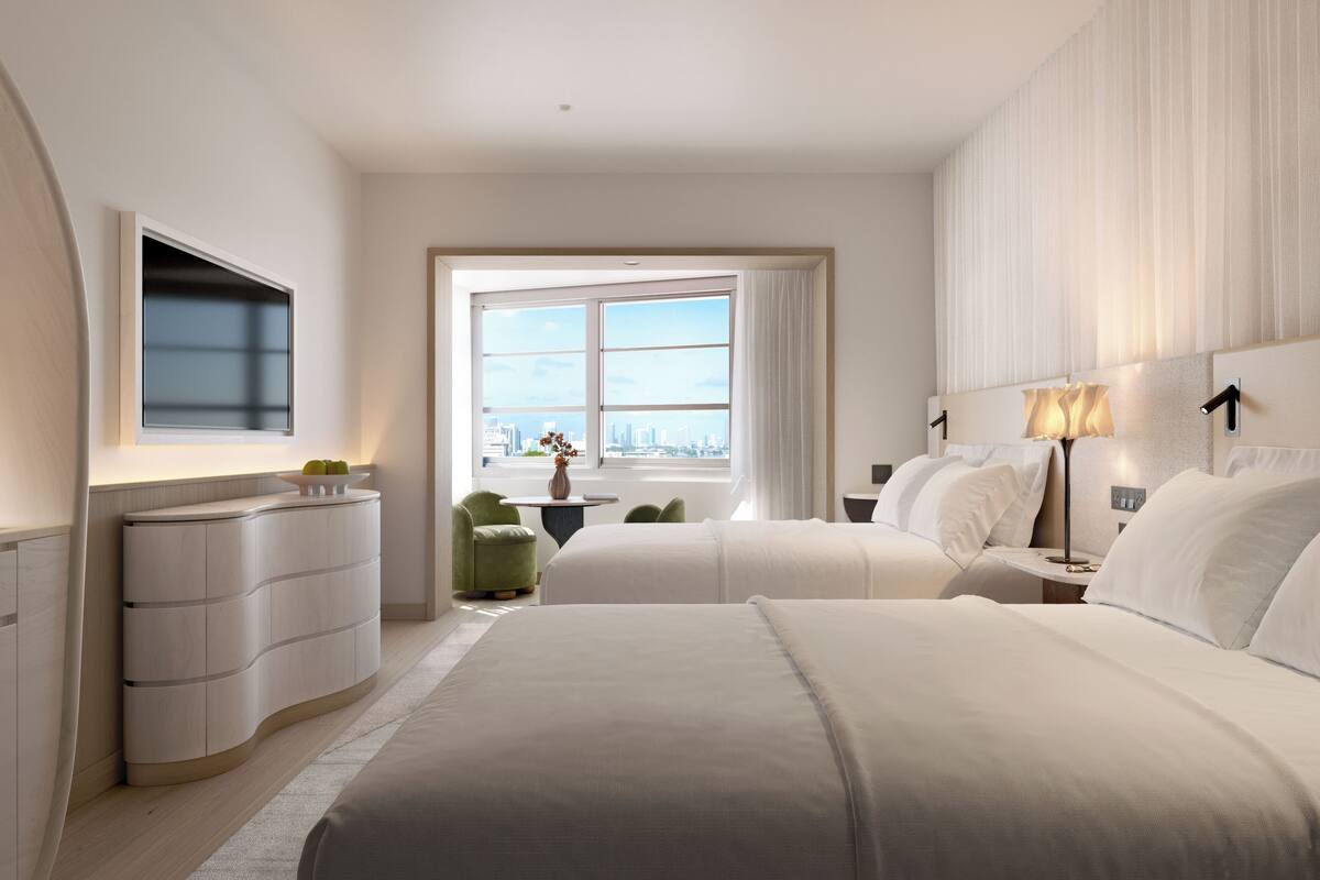 Chambre Double, vue ville | Literie de qualité supérieure, couette en duvet d'oie, minibar