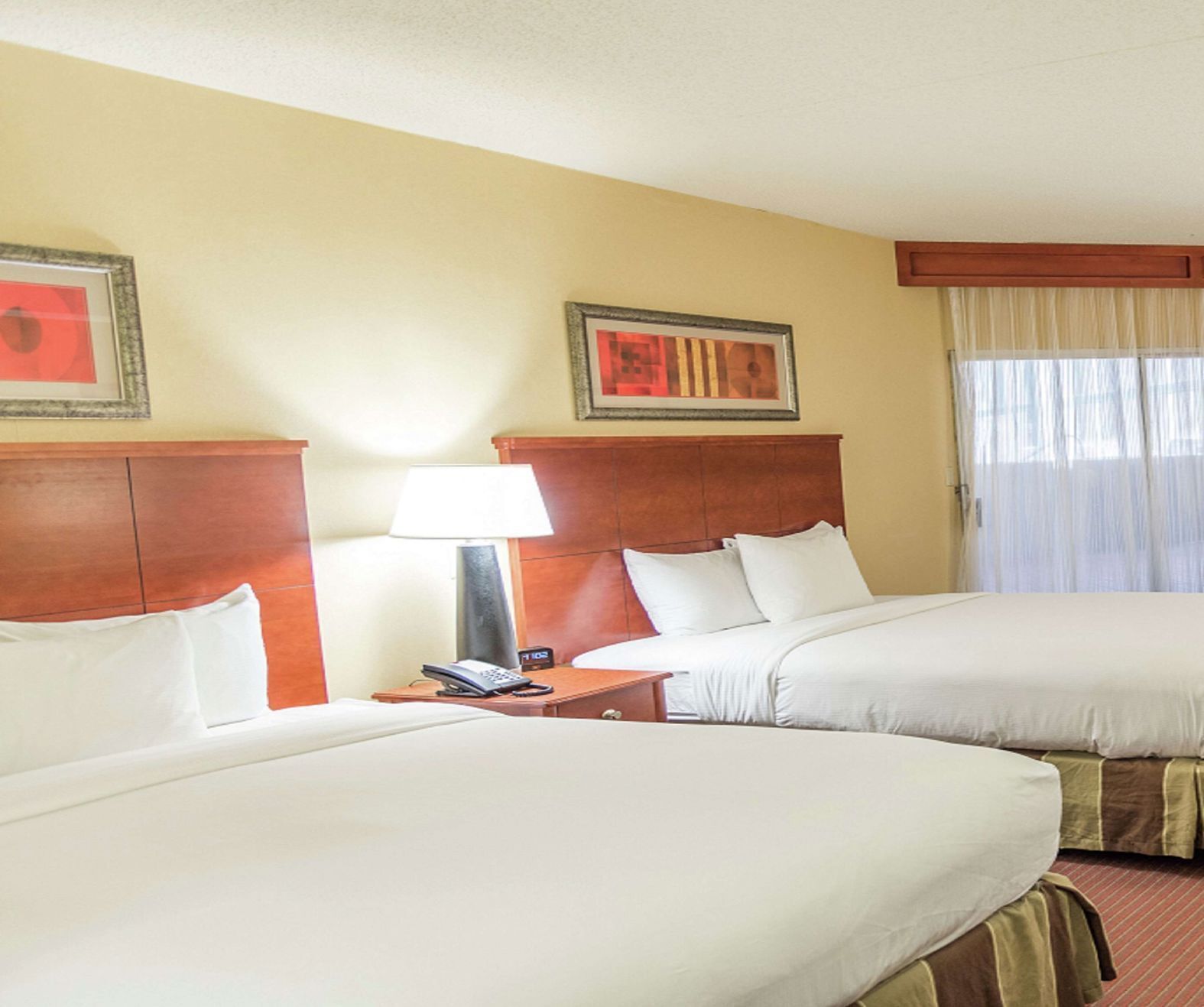 Down comforters, pillowtop beds, in-room safe, desk