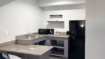 Fridge, microwave, coffee/tea maker