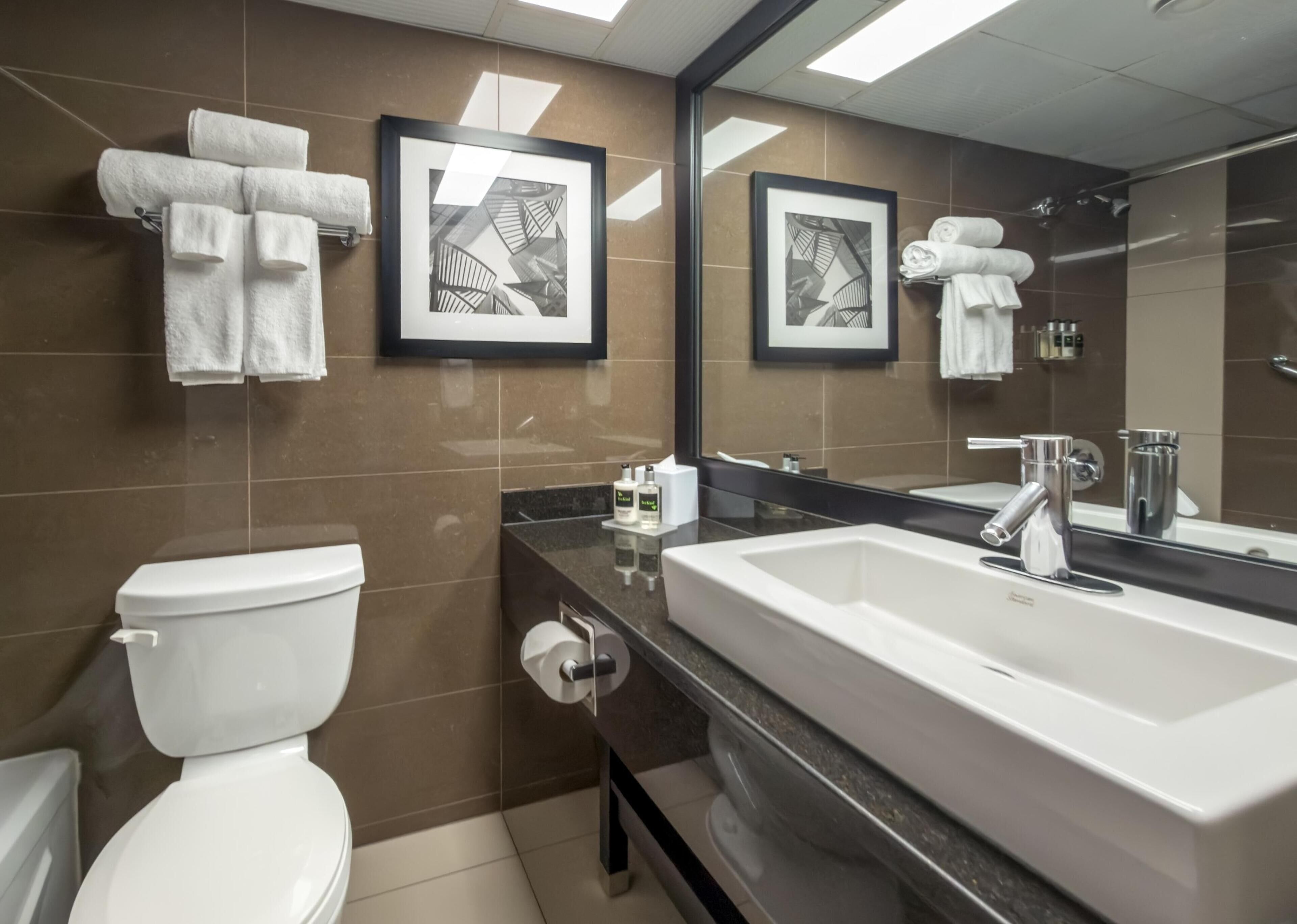 Bathtub, free toiletries, hair dryer, towels