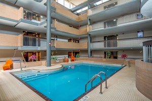 Indoor pool, open 9:00 AM to 9:00 PM, sun loungers