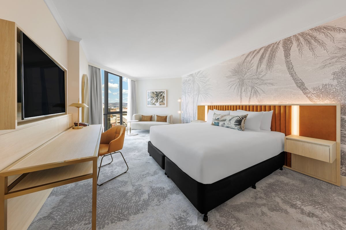1 slaapkamer, luxe beddengoed, een kluis op de kamer, een bureau