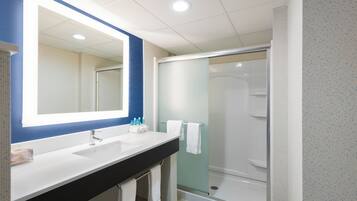 Free toiletries, hair dryer, towels