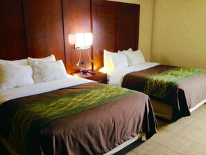 Standard Room, 2 Queen Beds, Non Smoking | Desk, laptop workspace, blackout curtains, iron/ironing board