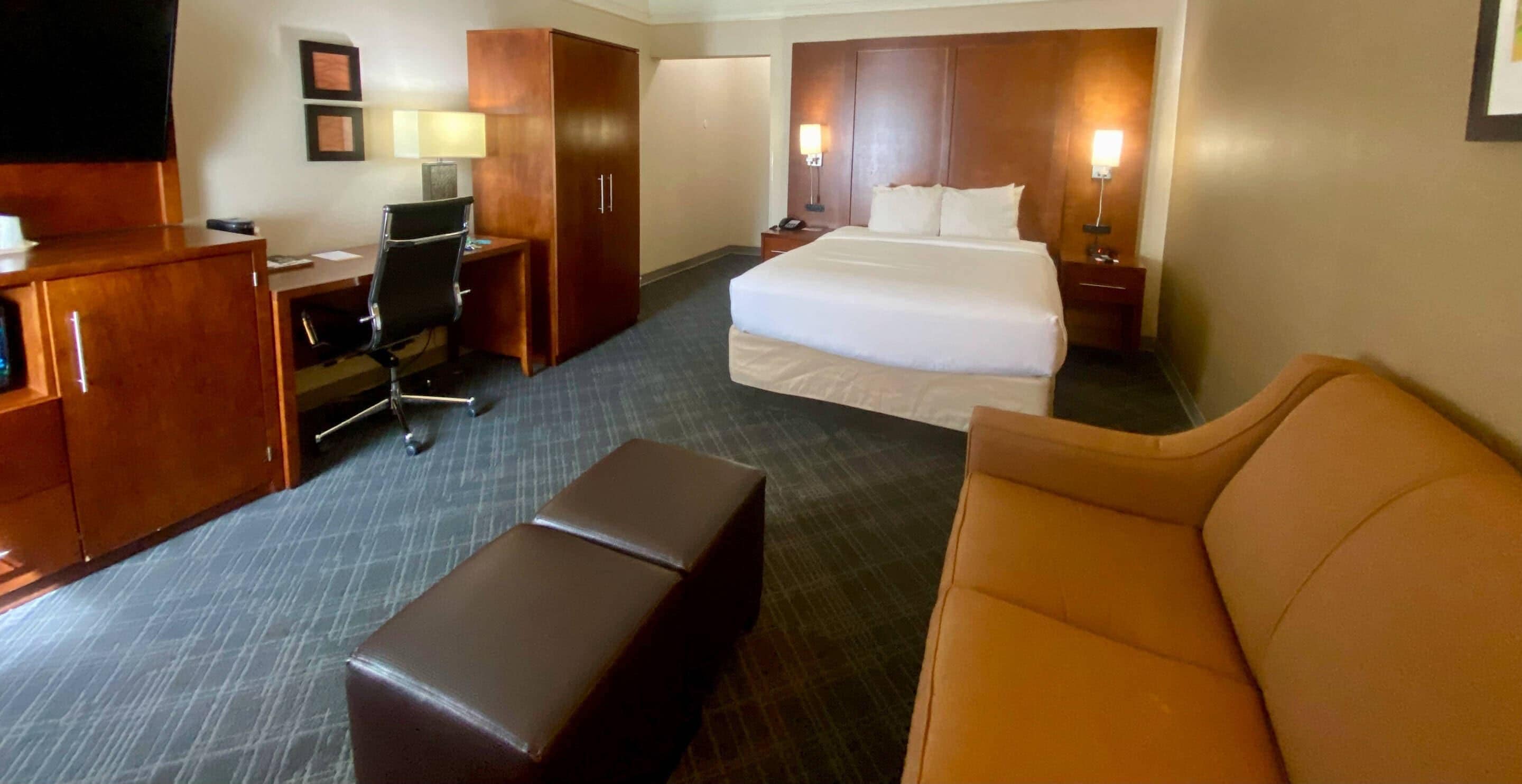 standard room, 1 queen bed with sofa bed, non smoking | desk, laptop workspace, blackout curtains, iron/ironing board