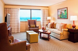 Down comforters, desk, blackout drapes, iron/ironing board