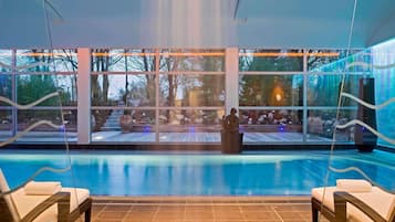 Indoor pool, open 7:00 AM to 11:00 PM, sun loungers