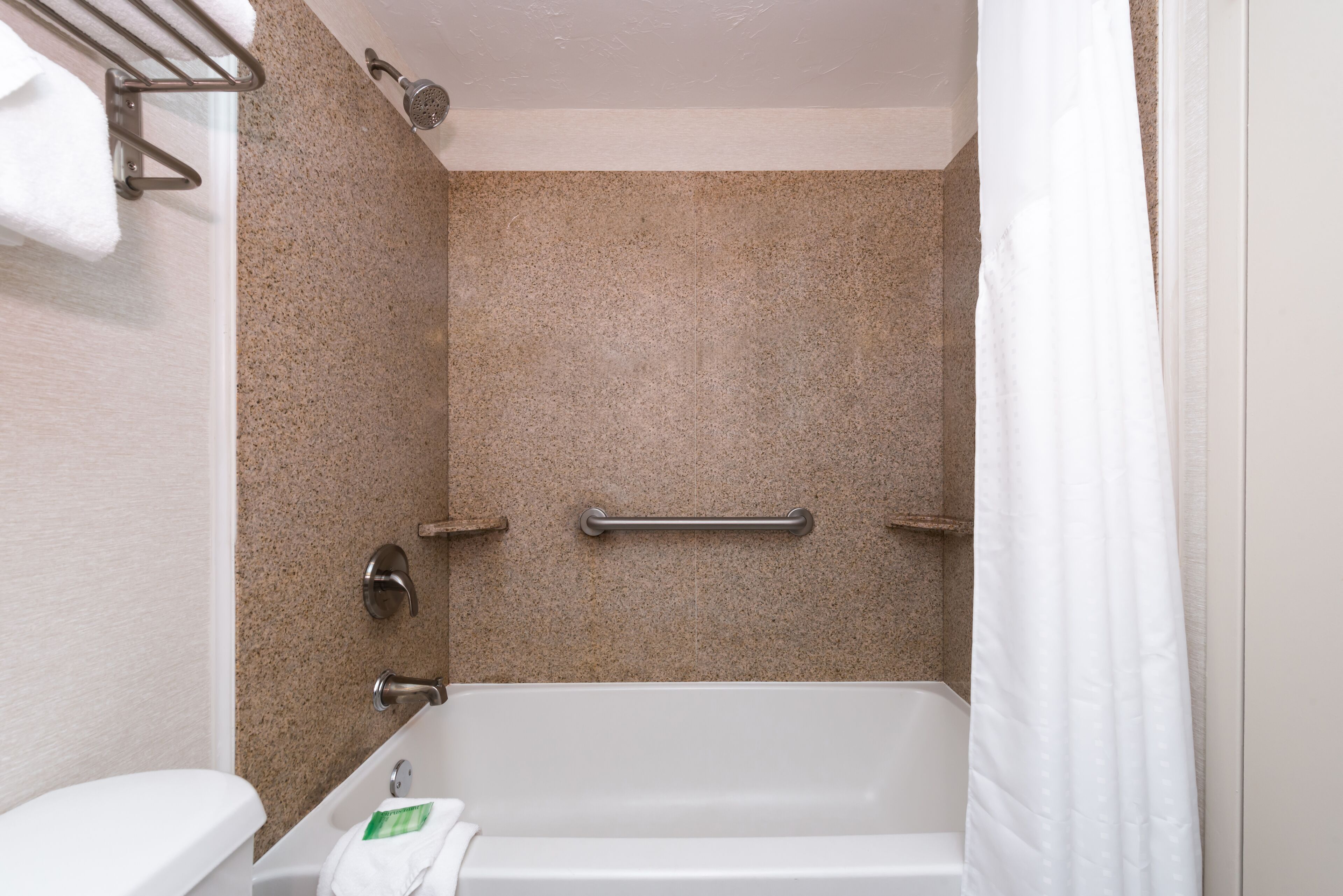 free toiletries, hair dryer, towels