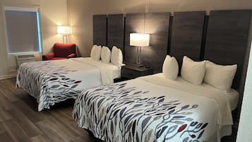 Desk, laptop workspace, free WiFi, bed sheets