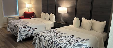 Deluxe Room, 2 Queen Beds, Non Smoking | Desk, laptop workspace, free WiFi, bed sheets