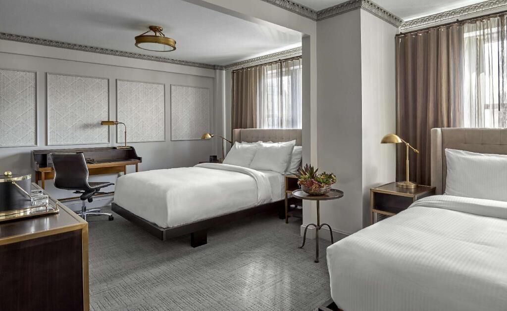 Premium bedding, down comforters, pillowtop beds, in-room safe