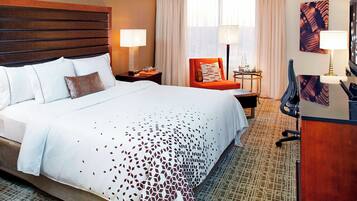 Premium bedding, down comforters, pillowtop beds, desk