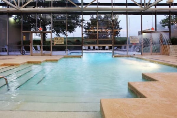 Indoor pool, outdoor pool, sun loungers