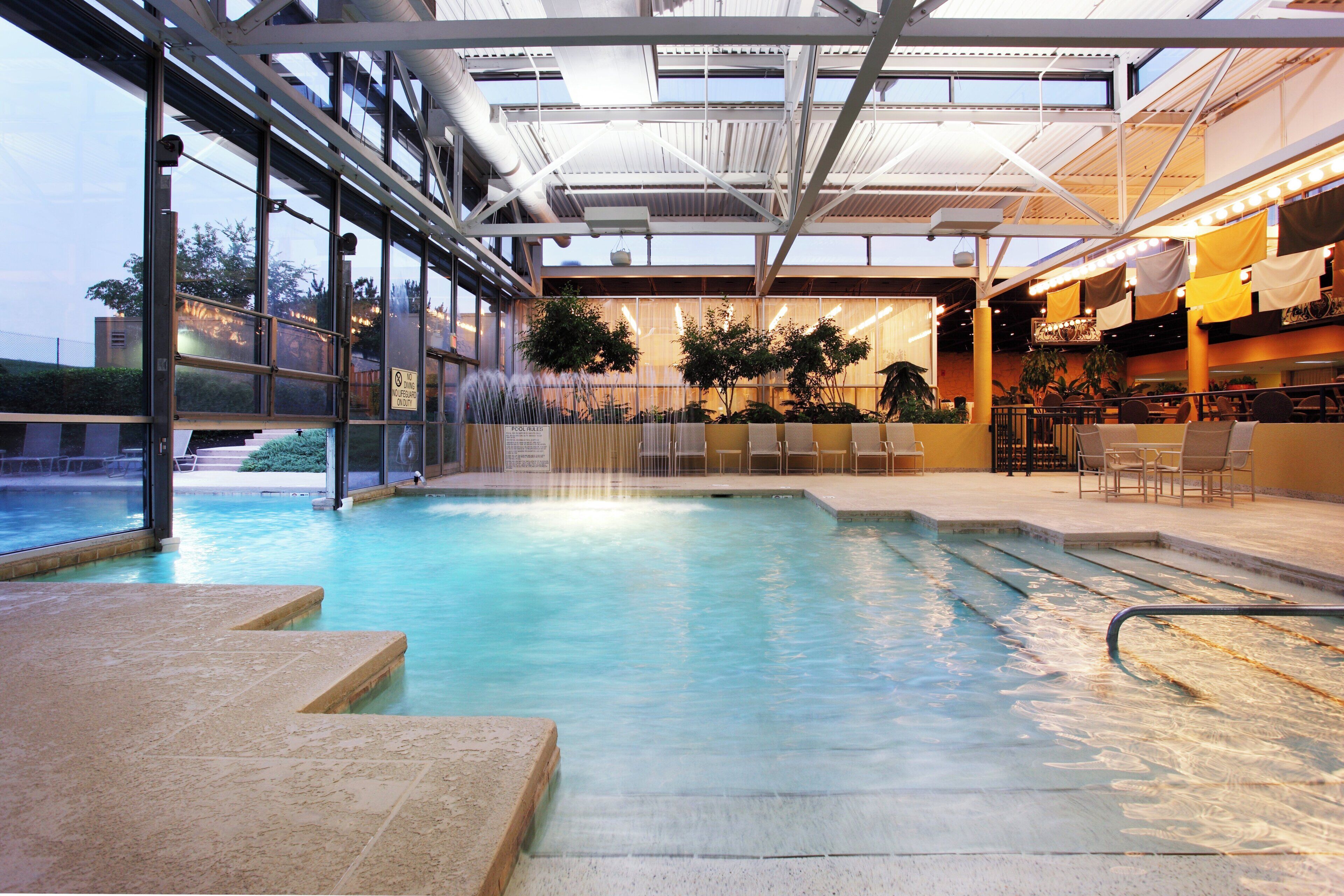 Indoor pool, outdoor pool, sun loungers