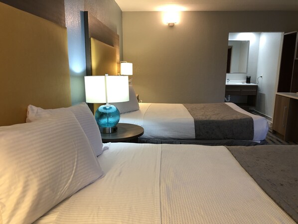 Premium Room, 2 Double Beds, Non Smoking | 1 bedroom, memory foam beds, desk, laptop workspace